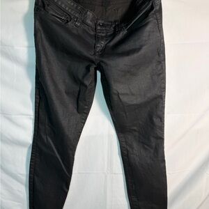 Guess Power Skinny Low Coated Jeans Pants Black Size 30